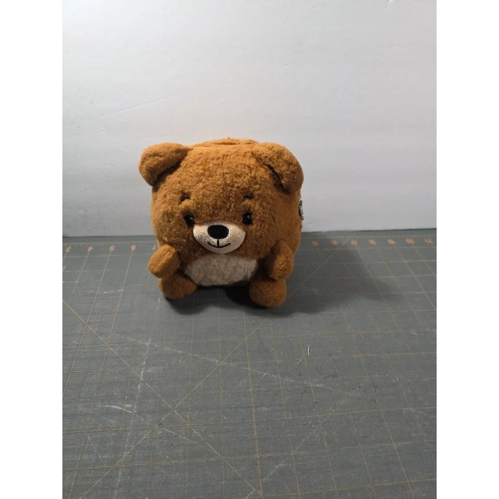 American Greatings Plush Bear Head Zipper Pouch Brown Small Kids Accessory 5in